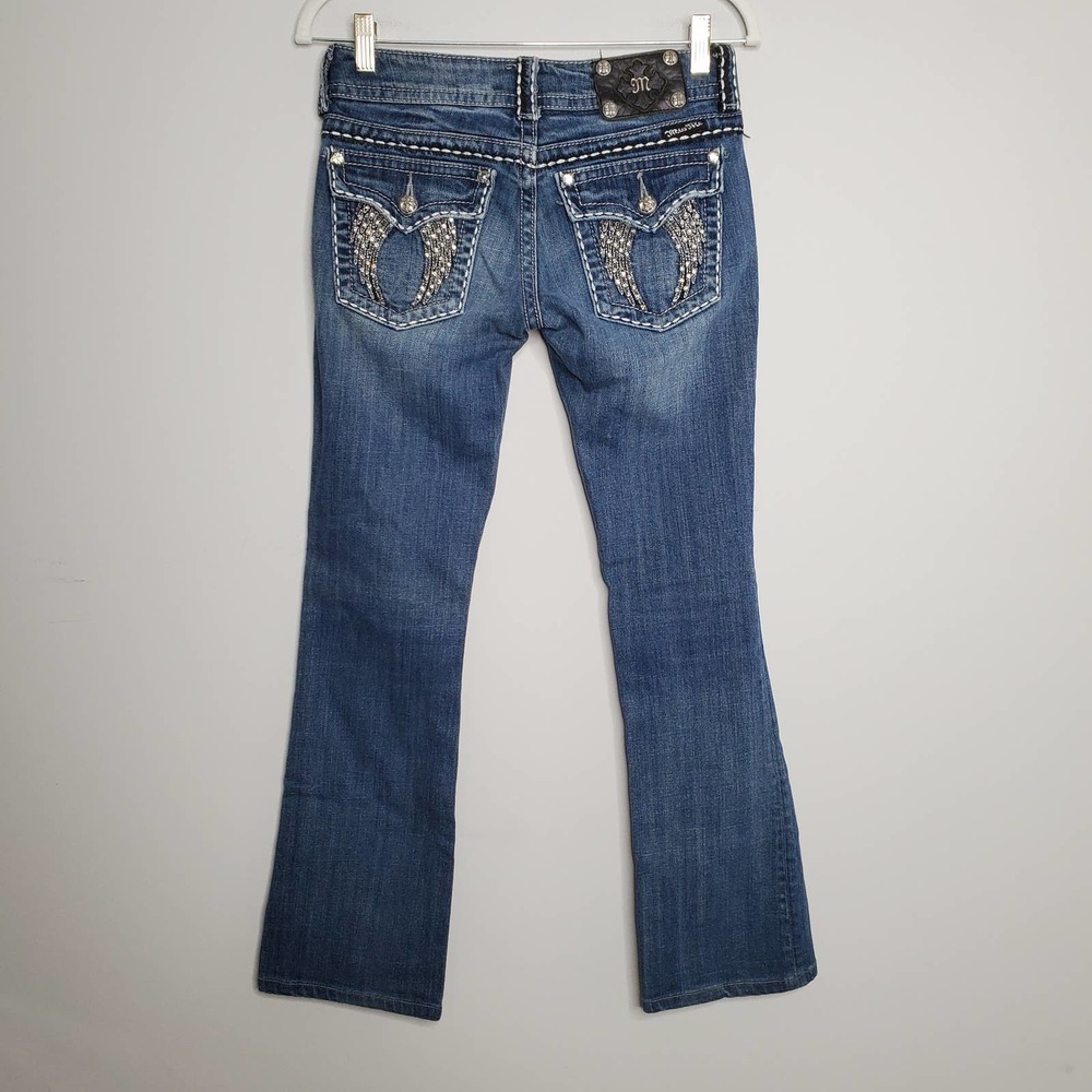 MISS ME • Y2K Crystal Wings Bootcut Jeans Sz 27 - Picture 2 of 9